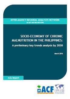 Socio-economy of Chronic Malnutrition in the Philippines: A preliminary key trends analysis by 2030